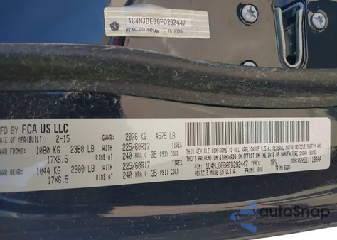 2015 Jeep Compass High Altitude Edition from USA, damaged, VIN 1C4NJDEB0FD292447